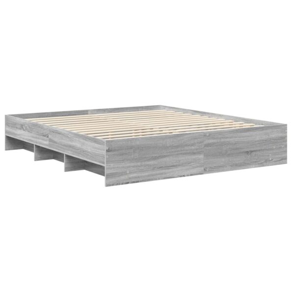 vidaXL Rám postele Sivý Sonoma 200 x 200 cm Kompozitné drevo – Obrázok 5