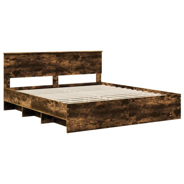 vidaXL Rám postele Dymová dub 180 x 200 cm Kompozitné drevo – Obrázok 4