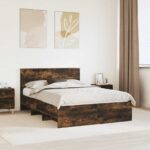 vidaXL Rám postele Dymová dub 150 x 200 cm Kompozitné drevo