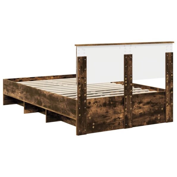 vidaXL Rám postele Dymová dub 137 x 203 cm Kompozitné drevo – Obrázok 9
