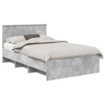 vidaXL Rám postele Betónová šedá 120 x 123 cm Kompozitné drevo – Obrázok 2