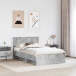 vidaXL Rám postele Betónová šedá 120 x 123 cm Kompozitné drevo – Obrázok 3