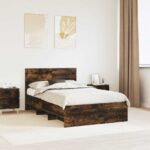 vidaXL Rám postele Dymová dub 120 x 123 cm Kompozitné drevo