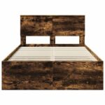 vidaXL Rám postele Dymová dub 120 x 123 cm Kompozitné drevo – Obrázok 7