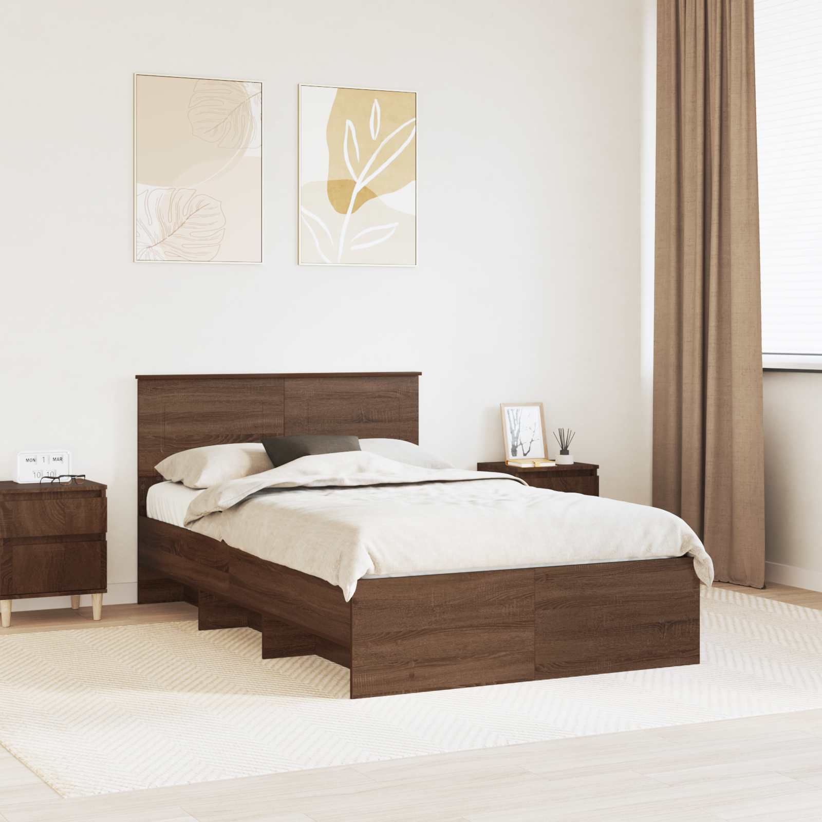 3408871_1.jpg vidaXL Rám postele Hnedý dub 120 x 123 cm Kompozitné drevo – Obrázok 1