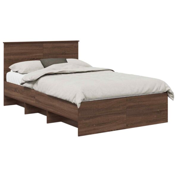 vidaXL Rám postele Hnedý dub 120 x 123 cm Kompozitné drevo – Obrázok 2