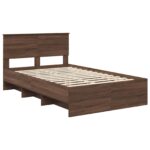 vidaXL Rám postele Hnedý dub 120 x 123 cm Kompozitné drevo – Obrázok 4