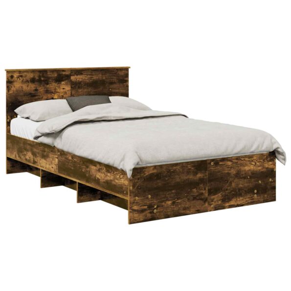 vidaXL Rám postele Dymová dub 120 x 123 cm Kompozitné drevo – Obrázok 2