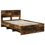 vidaXL Rám postele Dymová dub 120 x 123 cm Kompozitné drevo – Obrázok 4