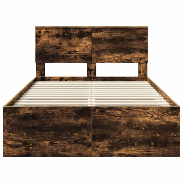 vidaXL Rám postele Dymová dub 120 x 123 cm Kompozitné drevo – Obrázok 7