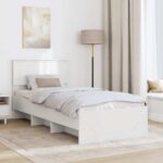 vidaXL Rám postele s čelnou doskou Biela 120 x 123 cm Kompozitné drevo – Obrázok 3
