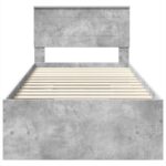 vidaXL Rám postele Betónová šedá 120 x 123 cm Kompozitné drevo – Obrázok 7
