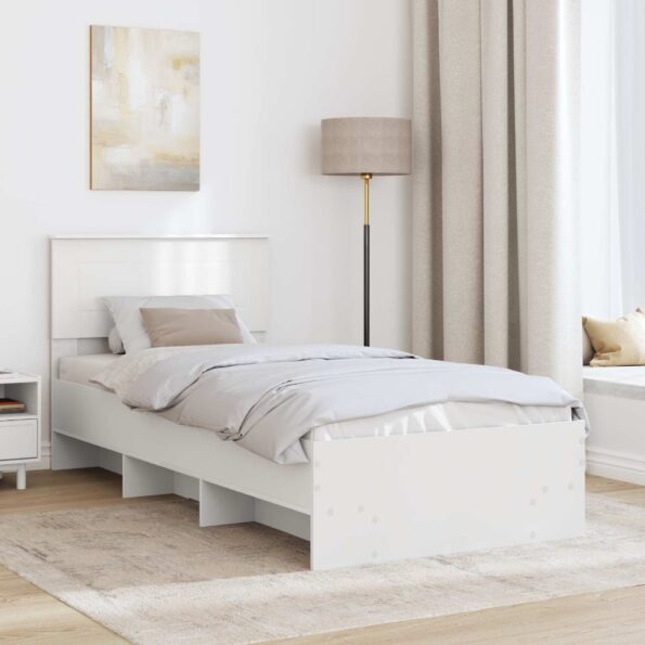 vidaXL Rám postele s čelnou doskou Biela 80 x 200 cm Kompozitné drevo – Obrázok 3