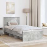 vidaXL Rám postele Betónová šedá 80 x 200 cm Kompozitné drevo – Obrázok 3