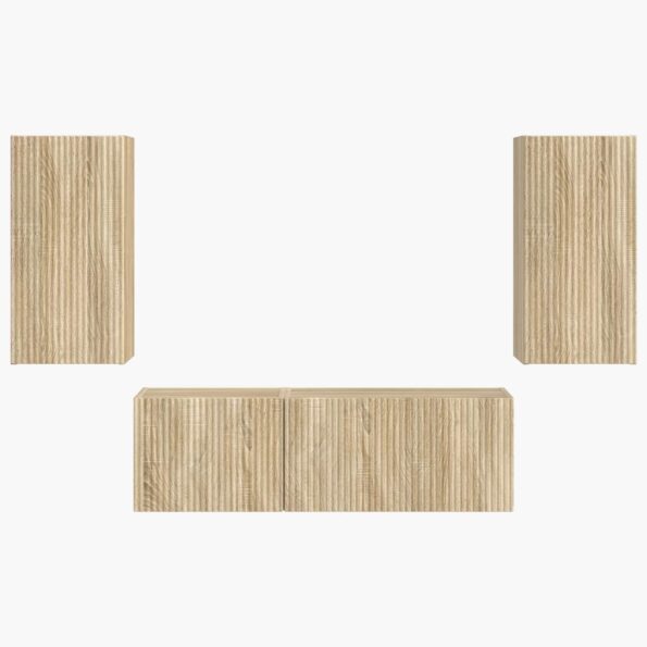 vidaXL Sada nástenného kabinetu na TV Nástenný 4 pcs Sonoma dub – Obrázok 8