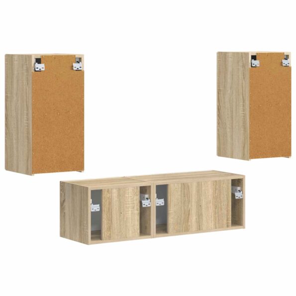 vidaXL Sada nástenného kabinetu na TV Nástenný 4 pcs Sonoma dub – Obrázok 9