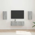 vidaXL Sada nástenného kabinetu na TV Nástenný 4 pcs Sivý Sonoma