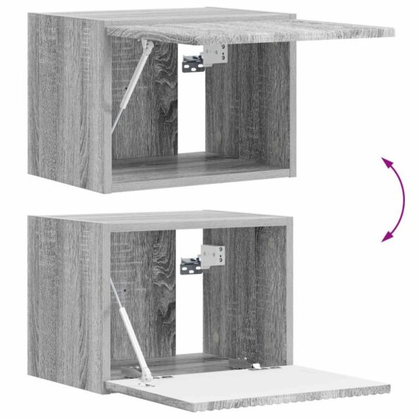 vidaXL Sada nástenného kabinetu na TV Nástenný 4 pcs Sivý Sonoma – Obrázok 12