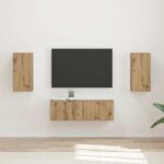 vidaXL Sada nástenného kabinetu na TV Nástenný 4 pcs Remeselný dub