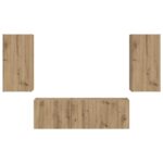 vidaXL Sada nástenného kabinetu na TV Nástenný 4 pcs Remeselný dub – Obrázok 8