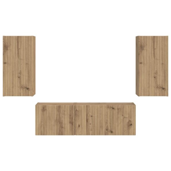 vidaXL Sada nástenného kabinetu na TV Nástenný 4 pcs Remeselný dub – Obrázok 8
