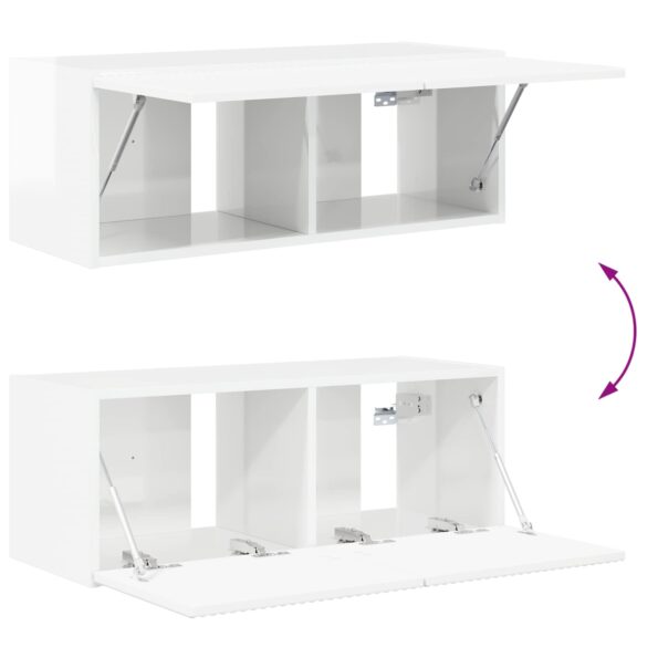 vidaXL Sada nástenného kabinetu na TV 4 pcs Vysoký lesk bielej – Obrázok 10