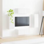 vidaXL Sada nástenného kabinetu na TV 4 pcs Vysoký lesk bielej – Obrázok 4