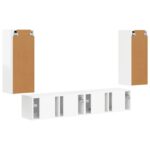 vidaXL Sada nástenného kabinetu na TV 4 pcs Vysoký lesk bielej – Obrázok 8