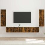 vidaXL Sada nástenného kabinetu na TV Nástenný 4 pcs Dymová dub