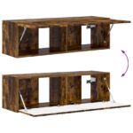 vidaXL Sada nástenného kabinetu na TV Nástenný 4 pcs Dymová dub – Obrázok 10