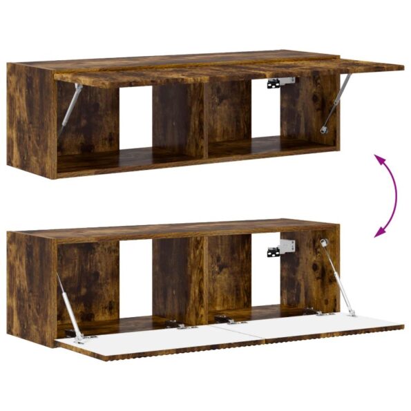 vidaXL Sada nástenného kabinetu na TV Nástenný 4 pcs Dymová dub – Obrázok 10