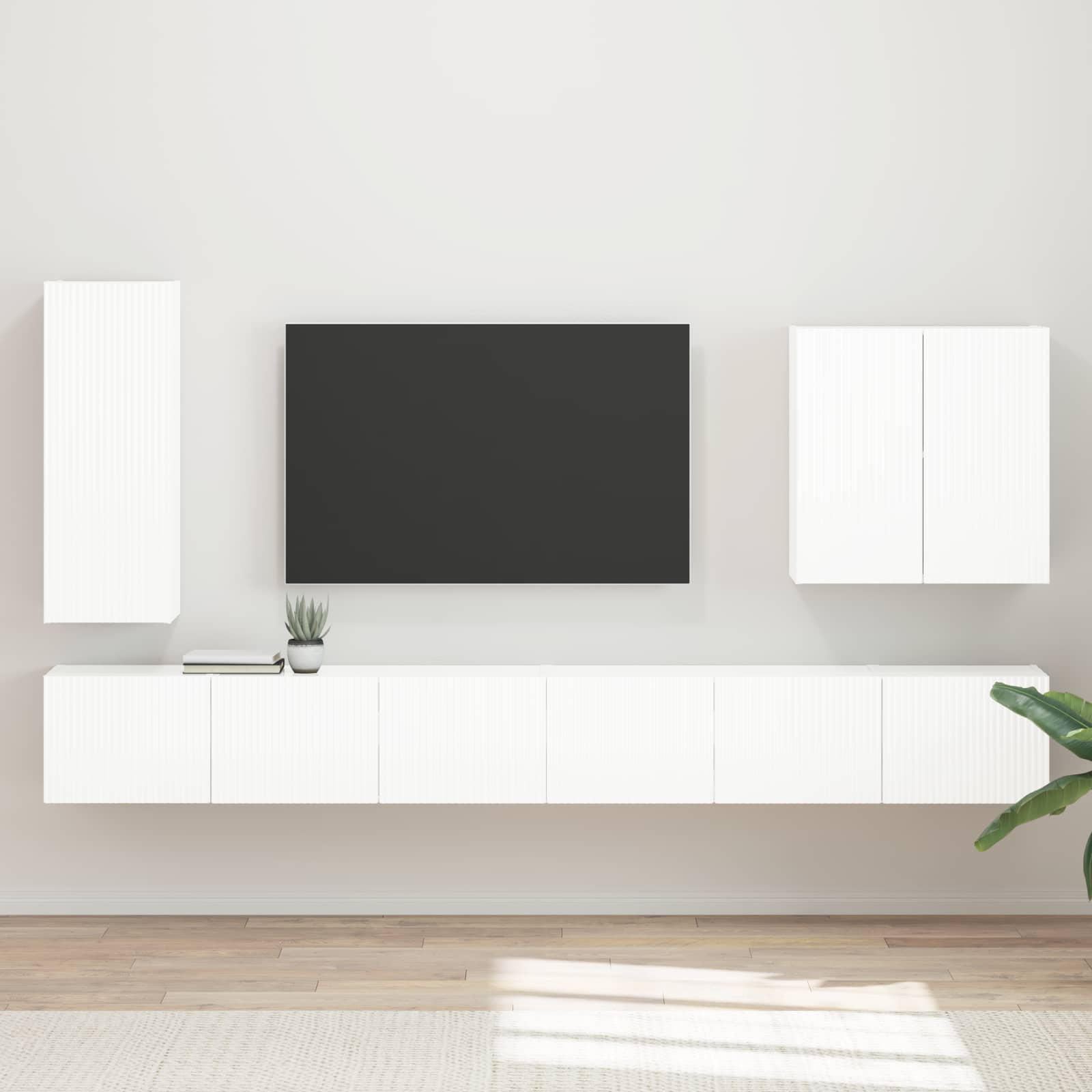3408947_1.jpg vidaXL Sada nástenného kabinetu na TV 6 pcs Vysoký lesk bielej – Obrázok 1