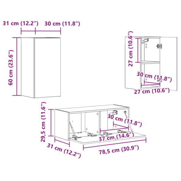 vidaXL Zostava TV skriniek Nástenný 2 pcs Sivý Sonoma Kompozitné drevo – Obrázok 13