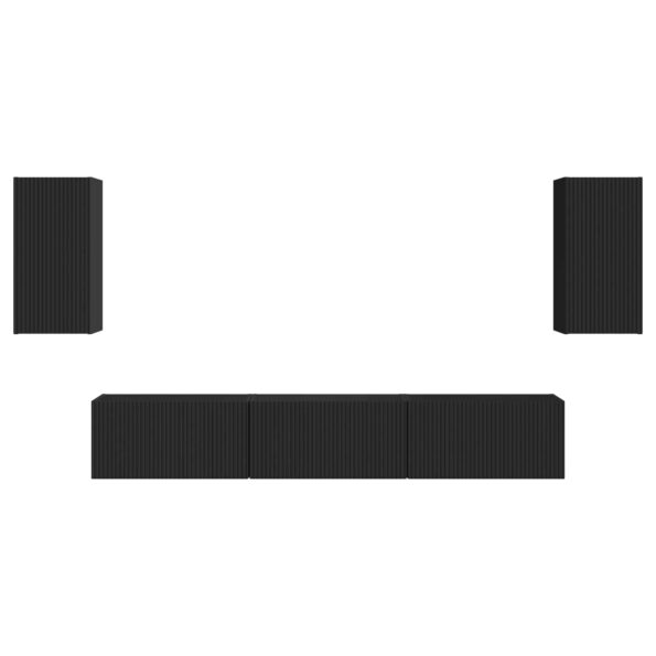 vidaXL Zostava TV skriniek Nástenný 3 pcs Čierna Kompozitné drevo – Obrázok 7