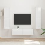 vidaXL Zostava TV skriniek 6 pcs Vysoký lesk bielej Kompozitné drevo
