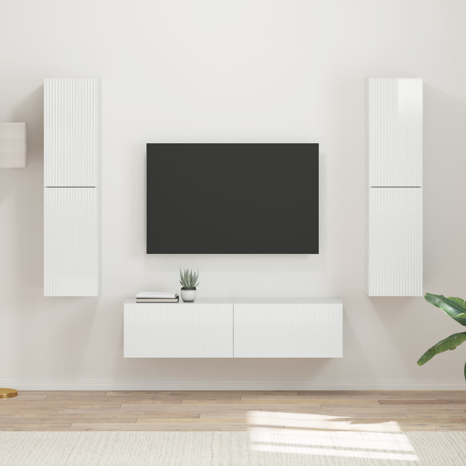 3409127_1.jpg vidaXL Zostava TV skriniek 6 pcs Vysoký lesk bielej Kompozitné drevo – Obrázok 1