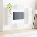 vidaXL Zostava TV skriniek 6 pcs Vysoký lesk bielej Kompozitné drevo – Obrázok 4