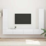 vidaXL Zostava TV skriniek 8 pcs Vysoký lesk bielej Kompozitné drevo