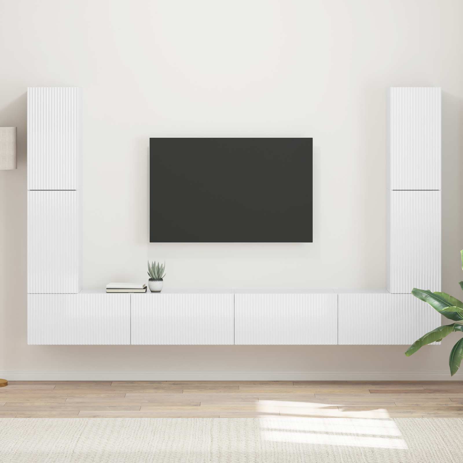 3409136_1.jpg vidaXL Zostava TV skriniek 8 pcs Vysoký lesk bielej Kompozitné drevo – Obrázok 1