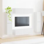 vidaXL Zostava TV skriniek 8 pcs Vysoký lesk bielej Kompozitné drevo – Obrázok 4