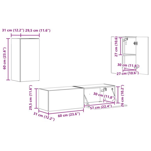 vidaXL 2 pcs Dymová dub – Obrázok 13