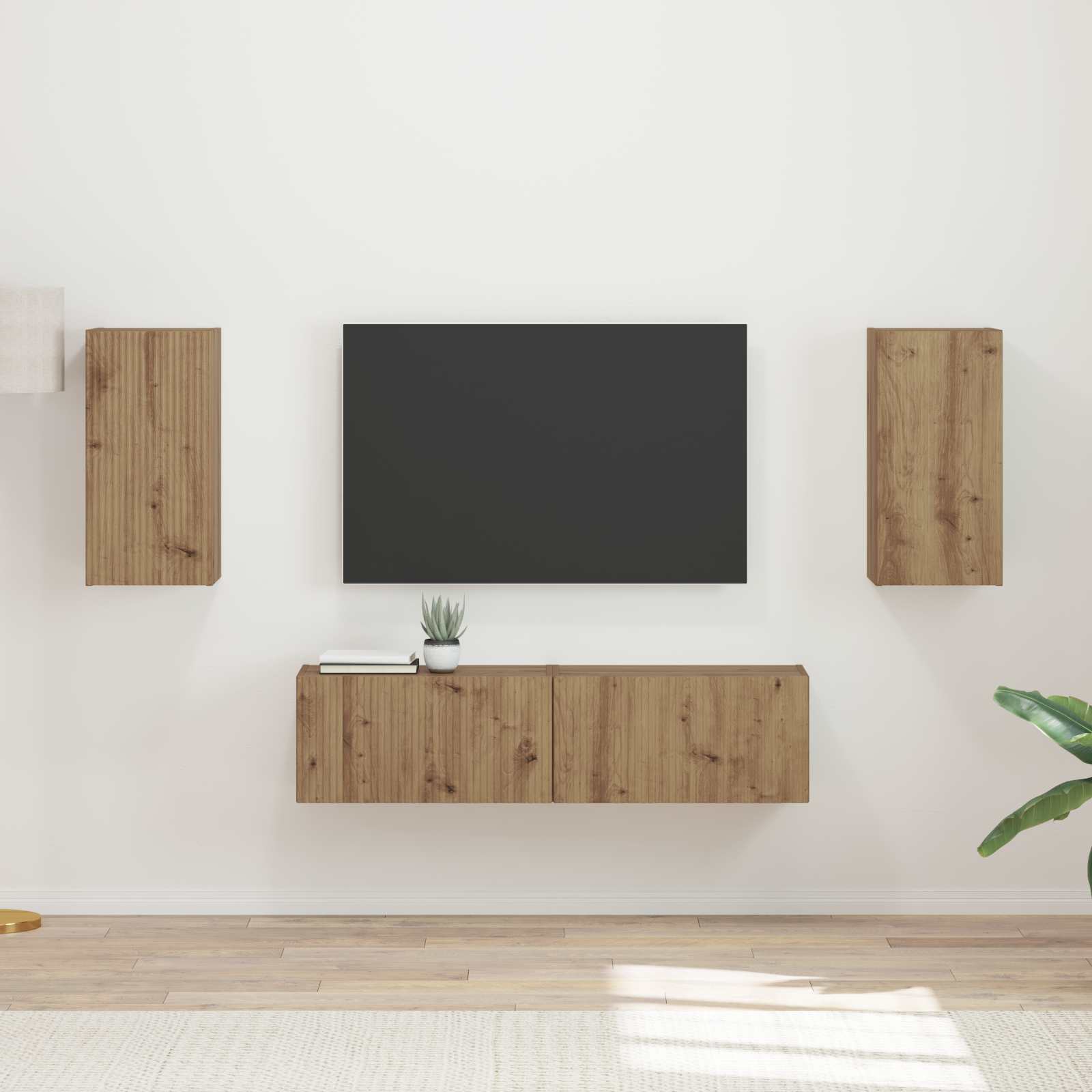 3409158_1.jpg vidaXL Zostava TV skriniek 4 pcs Remeselný dub Kompozitné drevo – Obrázok 1