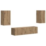 vidaXL Zostava TV skriniek 4 pcs Remeselný dub Kompozitné drevo – Obrázok 2