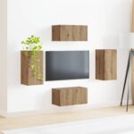 vidaXL Zostava TV skriniek 4 pcs Remeselný dub Kompozitné drevo – Obrázok 4