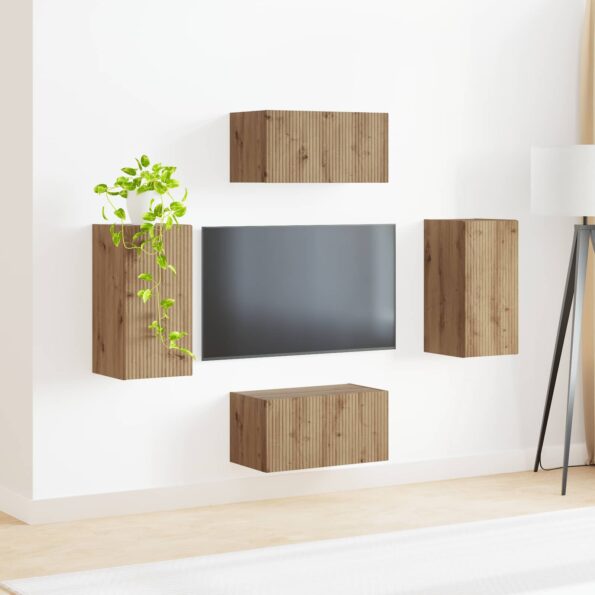 vidaXL Zostava TV skriniek 4 pcs Remeselný dub Kompozitné drevo – Obrázok 4