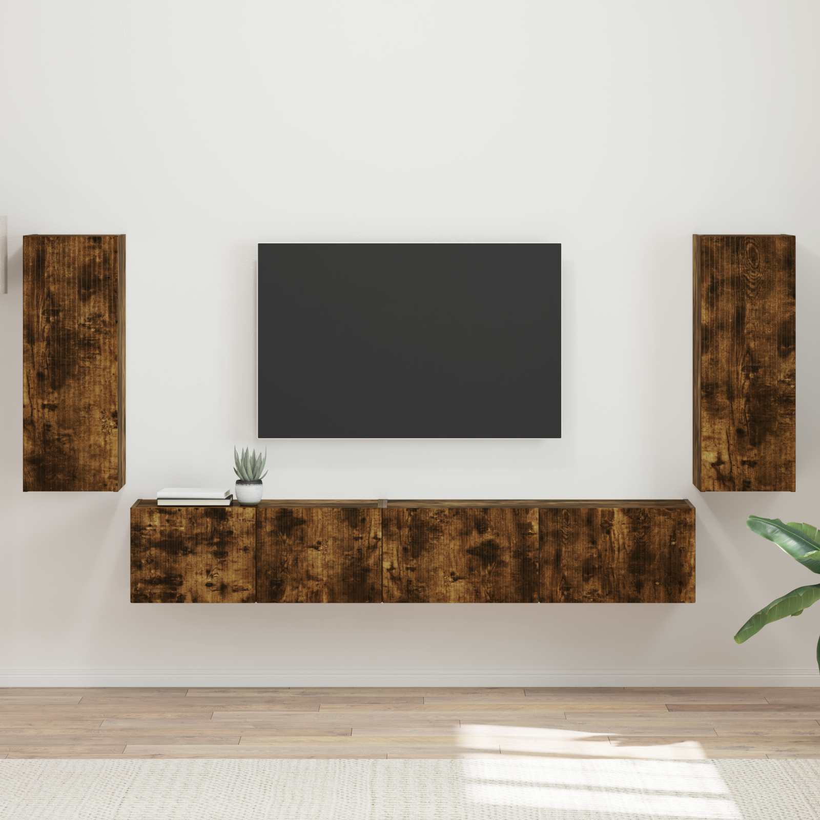 3409164_1.jpg vidaXL Zostava TV skriniek 4 pcs Dymová dub Kompozitné drevo – Obrázok 1
