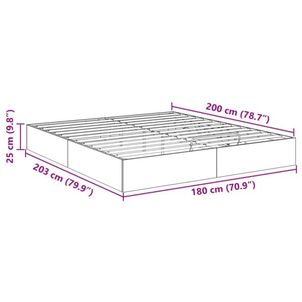vidaXL Otomanový posteľný rám s úložiskom Údený Dub 203 x 180 x 25 cm – Obrázok 11