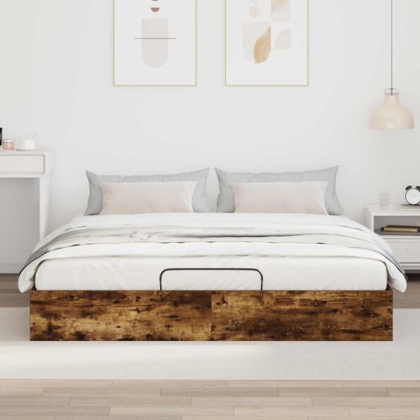 vidaXL Otomanový posteľný rám s úložiskom Údený Dub 203 x 180 x 25 cm – Obrázok 4