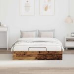 vidaXL Otomanový posteľný rám Staré drevo 193 x 120 x 25 cm – Obrázok 4