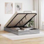 vidaXL Otomanový posteľný rám Sivý Sonoma 193 x 120 x 25 cm